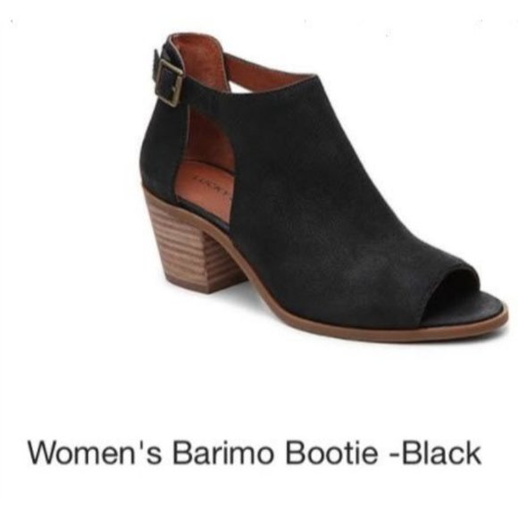 Lucky Brand Shoes - Lucky Brand Barimo Bootie Black/Brown Peep toe Booties sz 11